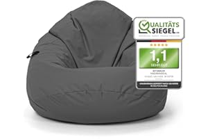 Nadimaideal Sitzsack Tropfenform Kastanie | Bodenkissen für Kinder & Erwachsene | Indoor & Outdoor | Gaming Sitzsack - Sitzkissen - Beanbag | Füllung EPS Perlen (Anthrazit, XL-Durchmesser 77 cm)