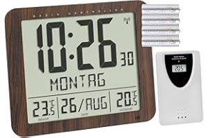 TFA Dostmann 60.4518.08 - Orologio digitale radiocontrollato con indicatore di temperatura, colore: Marrone con batterie