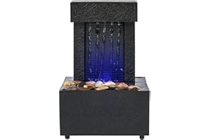 Niukuyu Pebble Meditation Belt LED Lighting Soothing Desktop Fountain, Indoor Waterfall Miniature Life