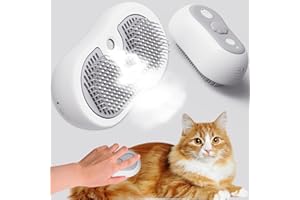 LEOLAMVAED Spazzola a Vapore Ricaricabile 3-in-1 per Gatti a Pelo Lungo e Corto con Pulsante di Pulizia