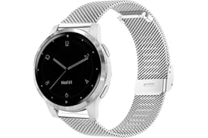 YOOSIDE Bransoletka do zegarka Garmin Venu 3S / Vivoactive 4S / Vivomove 3S / Venu 2S, stal nierdzewna, oczko metalowe, 18 mm, zapasowy pasek do Forerunner 255S / 265S