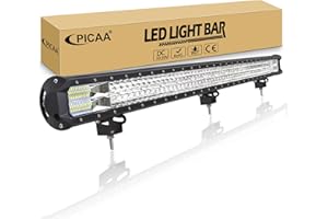PICAA 115cm 45 pouces 612W Barre LED 4x4, 12V 24V 6000K Trois Rangées Barre Lumineuse Led Voiture pour Camion Off road ATV SUV Tracteur