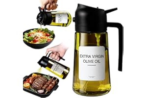 Novent Ölsprüher für Speiseöl – 470 ml Glas, lichtdichter Öl Sprühflasche für Küche, Luftfritteuse, Kochen, Salat und BBQ (Schwarz)