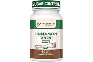 Ceylon Cinnamon Tablets 4000mg - 180 Tablets - Blood Sugar Control Supplement - Made at GMP Standards - High Strength Cinnamon Supplement - FuelFinity® - Vegan (1 Pack)