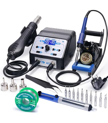 TOOLCRAFT ZD-8908 Stazione Aria Calda Digitale 300W – Saldatore SMD, Dissaldante Con 3 Ugelli, 100-500°C