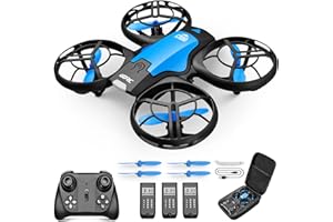 4DRC V8 Mini Drohne für Kinder,RC Quadrocopter Mini Drone mit 3 Akkus,27 Min. Lange Flugzeit,Handsensor,Automatische Höhenhaltung,360°Rollen,Kopfloss Modus,One Key Start Anfänger Blau