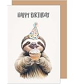 Funny Sloth Birthday Card - 'Chill' Humorous Card For Family & Friends, Blank Inside