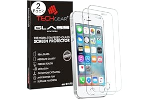 TECHGEAR [2 opakowanie] iPhone SE 2016 / 5s / 5c / 5 szkła, oryginalny ochraniacz ekranu z hartowanego szkła kompatybilny dla iPhone SE 2016 /5s/5c/5