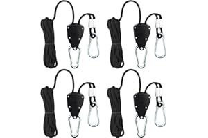 HAOYULUO 4 Stück Einstellbare Seil Ratsche, 1/8 Zoll Seil Ratsche mit Haken, Einstellbare Seilratsche mit Haken,Ratchet Hanger,für Pflanzenfächer, leichte Zimmerpflanzen
