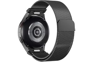 Astorgos One Click Magnetic Straps Compatible with Samsung Galaxy Watch 7 FE 6 5 4 40mm 44mm/6 Classic 43mm 47mm/5 Pro 45mm/4 Classic 42mm 46mm, No Gap Mesh Metal Stainless Steel Band, Black