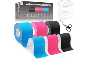 UCHIDODO Kinesiotape,Strap Body Tape Bandes de Kinésiologie 5m x 5cm Soutien musculaire Soulager la douleur Ruban Adhésif Résistant à l'eau | Optimal pour le Sport