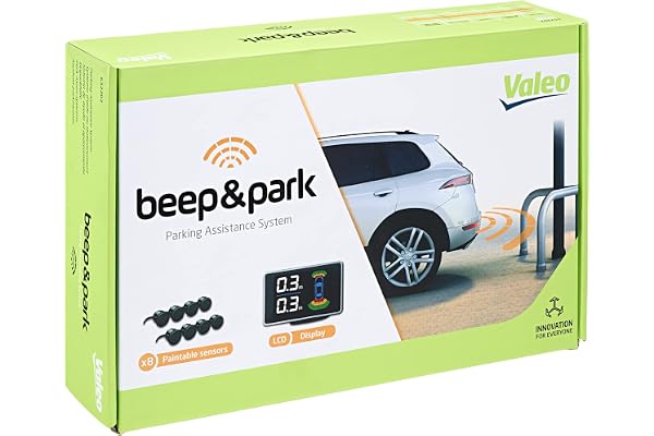 VALEO 632202 - Système d'Aide au Stationnement - Kit Beep&Park: 8 Capteurs + 1 Écran LCD - Installation Avant et Arrière