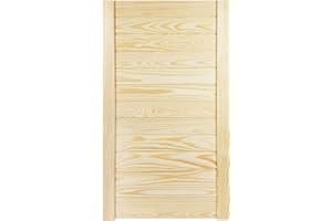 ‎DECOMEISTER DecoMeister Lamellentür 444x766 mm Holztür Natur mit geschlossenen Profilbretter für Schränke, Regale, Möbel aus Kiefer Holz unbehandelt einzeln