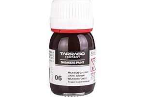 Tarrago | Vernice per Sneakers 25 ml con Pennello e Spugna | Colori di base | Vernice per sneakers e scarpe sportive in pelle, pelle sintetica e tela (marrone scuro 06)