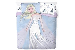 JAY FRANCO Disney Frozen - Set di biancheria da letto matrimoniale, 100% cotone, 4 pezzi, include copripiumino, lenzuolo con angoli e federe