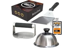 SMASH & CO. SMASH&CO - Kit Smash Burger Pro Edition - Acero Inoxidable - Certificado UE Contacto con Alimentos - Incluye: Smasher, Campana, espatula - Mango ergonomico antiquemaduras - Set Hamburguesas