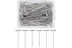 Riddur Lot de 100 Aiguilles à Perruque, Aiguilles en T 27 mm, Aiguilles de Rembourrage en Forme de T, Aiguilles en T avec boîte de Rangement pour éclaircir Les Perruques, Couture, travaux manuels