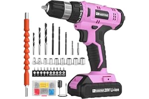 FADAKWALT 20V Cordless Drill Set ，Powerful Drill bit Sets,Torque 30N,21+1 Torque Setting,3/8” inch Keyless Chuck, 40pcs,Electric Drill with 2.0AH Li-Ion Battery and LED Light.