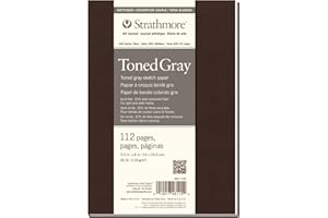 Strathmore 400 Toned 118gsm Paper Soft Cover Sketchbook, Fine Grain, 5.5 x 8.5 in, 56 Grey Sheets, For Professionals & Students