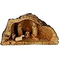 Holy Land Market Unique Olive Wood Nativity Set with Carved in by Hand Rustic Stable - no Two Alike (Small (5-8 Inches))