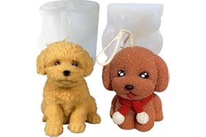 ‎JDH SILICONE 3D silikonform-Kerzenformen, niedlicher Welpe, Seife, 3D-Formen, Schokolade, Kuchen, Backformen, Fondant, Kuchen, Hundeformen (Zweiteiliger Welpe)