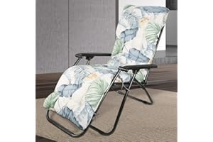 Beenle-Icey Sun Lounger Cushions, 170 * 50cm Thick Replacement Sunbed Cushions Garden Recliner Relaxer Chair Cushion Patterned Non-slip Lounge Chair Pads for Garden Furniture Outdoor Indoor (Style 1)