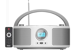 WIITHINK Portable CD Player Boombox with FM Radio - Bluetooth, Remote Control, USB, Headphone Jack, AUX-in, Stereo Sound Speakers for Home, Office, Gift