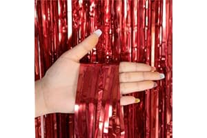 TK GRUPPE TIMO KLINGLER Cortina de oropel rojo – 200 x 100 cm – Cortina con purpurina para marcos de puertas como decoración, fiestas, bodas, cumpleaños para niños y adultos (rojo)