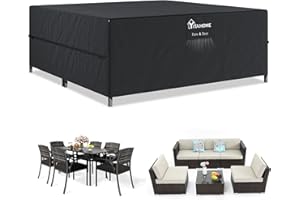 YITAHOME Garden Furniture Covers Waterproof with Air Vent, 250*250*90cm, 420D Heavy Duty Oxford Fabric Patio Furniture Covers with 4 Velcro & Tightening Straps & Storage Bag for Outdoor Table Chair