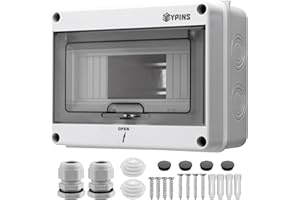 EYPINS Coffret Électrique 8 Modules Boîtier Électrique Extérieur Étanche IP65 avec Terminaux et Rails Intégrés ABS de Surface en Plastique avec Porte Transparente pour Utilisation Extérieur/Intérieur