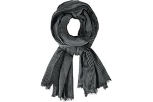 DAMILY Hommes Mode Foulard Echarpe de Plissée Rayée Confortable Coton Lin Hiver Étoles Châle