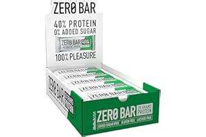 BioTechUSA Zero Bar - Snack proteico a basso contenuto di zuccheri e senza lattosio | Struttura croccante | Gusti deliziosi | Ideale per diete e allenamenti, 20*50 g, Cioccolato-Nocciola