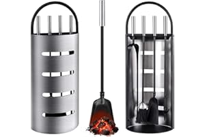 AMAGABELI GARDEN & HOME Amagabeli Set de 5 Accessoires de Cheminée en Acier Inoxydable, 65.5cm | Garniture Lourde Anti-Rouille