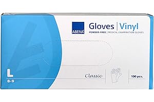 Abena - Guantes de vinilo, talla L transparente, 100 unidades