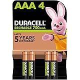 Duracell AAA Rechargeable Batteries (Pack of 4), 750 mAh NiMH, 1000 cycles, pre-charged, Long Lasting Power