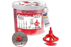 Nivilli SPINNY - STARTER-SET - 150 lengüetas + 50 capuchones de extracción! Sistema de nivelación, ayuda para la colocación de baldosas y piedra natural. 5mm, espesor del material: 8-25mm