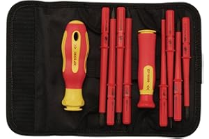 Draper XP1000 10 Piece Precision Screwdriver Set | VDE Dual Insulated Interchangeable Blade | Electrical Tool Driver Set | Hand Tools Set | 05721