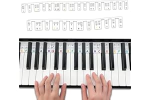 WUERKIYA Adesivi per pianoforte tastiera per 61 88 tasti 3 pezzi Riutilizzabili in silicone tasti per pianoforte per note di tastiera di pianoforte per principianti Bambini Adulti - Colorato