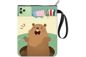 craspire Couverture de Livre Marmotte Protection de Livre Housse de Livre en Tissu Lavable pour Livres de Poche avec Fermeture Éclair et Poche Supplémentaire pour Les Amoureux des Livres Cadeaux