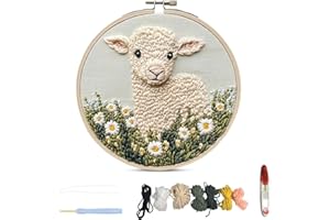 JOAASU Punch Needle Kit for Beginners, Felt Painting Kit for Beginners, Punch Needle Embroidery Kit with OX Pattern, Wool Needles Felt Set, Perfect for Festival Decorations & Gifts