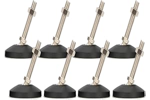 Drenky Vis de Réglage pour Meuble, Pieds de Nivellement en Acier Inoxydable à Toute épreuve M8 x 50mm Antidérapant Pied Réglable Angle avec écrou en T, 8 pièces