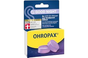 OHROPAX Good Night - 8 x silikonowe zatyczki do uszu do spania | Formowana zatyczka chroniąca przed hałasem przed chrapaniem, idealna dla osób śpiących na boku, wielokrotnego użytku i miękka
