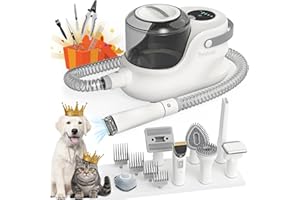 BESTOO Haustierpflegeset Profi Hundeschermaschine Staubsauger Tierhaare mit 13KPa Saugkraft, Leise Schermaschine für Hunde Katzen, mit 16 Pflegewerkzeugen, 99% Haustierhaar, 2.5L Großes Fassungsvermögen