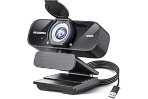 TRAUSI 1080P HD Webcam with Microphone, Noise Cancellation, Privacy Cover, Wide-Angle Lens, Auto Light Correction, Plug & Play USB Webcam for Laptop, Desktop, PC, Mac, Zoom, Skype, Streaming Black