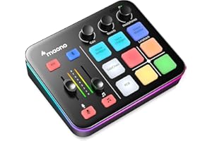 MAONO Gaming Audio Mixer, RGB XLR Table de Mixage avec préampli Pro, RVB, Bluetooth, alimentation fantôme 48 V pour diffusion en direct, podcasting, création de contenu,G1 NEO (NOIR)