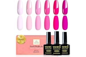 YSUVIN Esmalte Semipermanente, 6 Colores Rosa Rosa Barbie Rosa Kit Uñas Semipermanentes, Pintauñas Semipermanentes Soak Off UV/LED Gel Uñas Diy Manicura Nail Art Set, 8ml