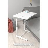 Depolife Eğim Y&uuml;kseklik Ayarlı Laptop Sehpası Kahvaltı Ders &Ccedil;alışma Bilgisayar Ofis Yemek Masası Metal Ayak