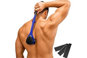 BakBlade 2.0 Elite Plus Ryggrakapparat för Män - DIY Rakapparat för Rygghår med Säkerhetsbladsteknik och Ergonomiskt Handtag, För Våt- eller Torrrakning (Extra Blad Ingår)