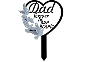 BIGTREE Metal Dad Memorial Stake Grave Dove Decorations for Cemetery Gravesite Sympathy Markers Waterproof Memorial Gifts for Loss of Dad Tombstones Plaque Outdoors Lawn Yard Decor (Dad)