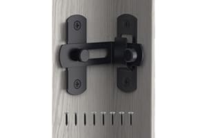 MEBANTOO Flip Barn Door Lock, 90 Degree Stainless Steel Door Lock, Safety Door Latch, Right Angle Curved Door, Hook Lock Latch for Barn, Garden, Outdoor, Garage, Wine Cabinet, Closet (1 Pack Black)